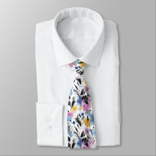 Corbata Botánica moderna en azul magenta y mostaza