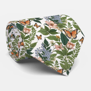 Corbata Botánicas Artísticas Mariposas Flores Floral