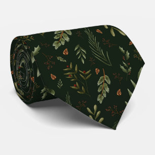 Corbata Botánico aguamarina en acuarela Navidad vacaciones