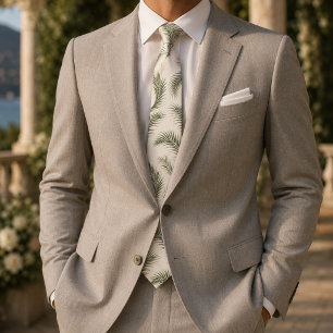Corbata Botánico Costero de Hoja de Palma de Marfil y Salv