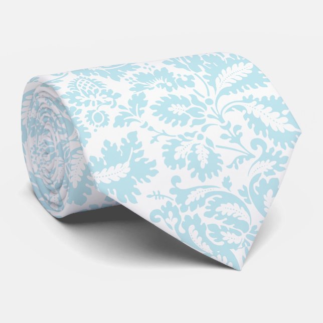 Corbata Botánico floral azul elegante (Enrollado)