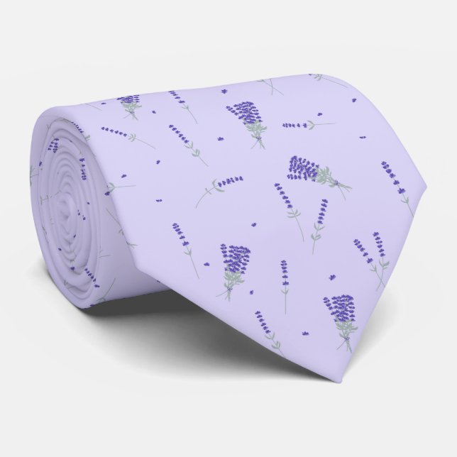 Corbata Botánico floral de lila lavanda (Enrollado)