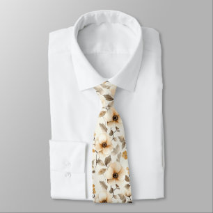 Corbata Botánico floral neutral acuarela elegante
