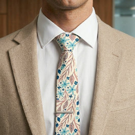 Corbata Botánico floral verde marino