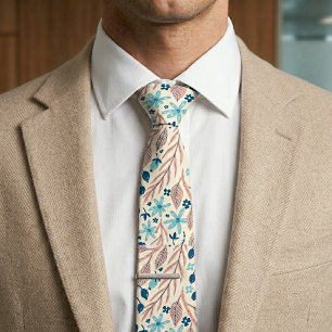 Corbata Botánico floral verde marino 