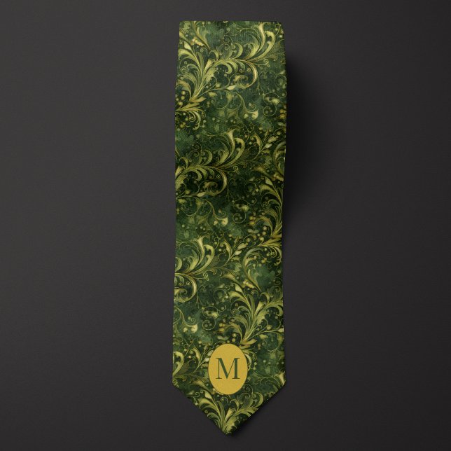 Corbata Botánico Verde Musgo y Dorado (Subido por el creador)