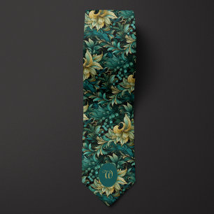 Corbata Botánico Verdigris y Oro