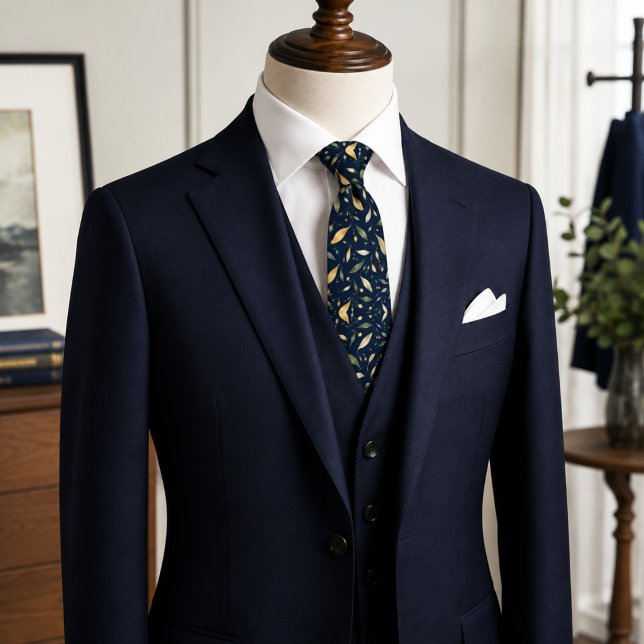 Corbata Botánicos acuarela amarillos mantequilla navy (Subido por el creador)