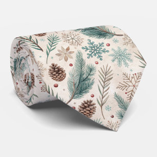 Corbata Botánicos de Invierno y Copos de Nieve - Navidad R