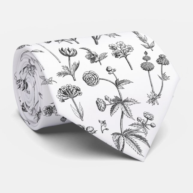Corbata Botánicos Floral Black | (Enrollado)