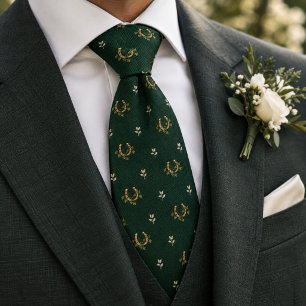 Corbata Botella de boda Suerte Verde Herradura Hiedra