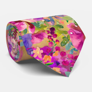 Corbata Bouquet de flores de color de agua sobre rosa de f