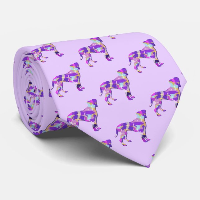 Corbata Boxer Dog Silhouette Light Purple (Enrollado)