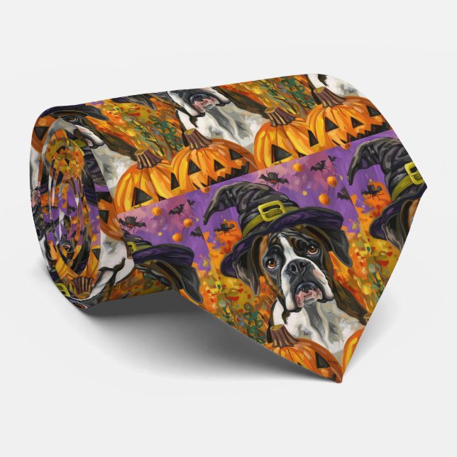 Corbata Boxer Fantasma Halloween Bruja Y Calabaza (Enrollado)