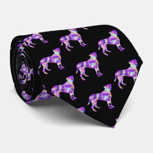 Corbata Boxer Perro Silhouette Colores morados Cuello negr