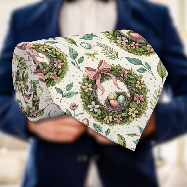 Corbata Boxwood Easter Wreath Pink Bow with Egg (Subido por el creador)