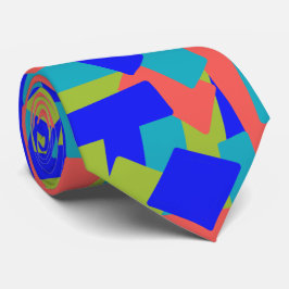 Corbata Bright Bold Blue Green Coral Abstract Patches