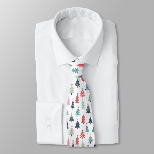 Corbata Bright Festive Christmas Tree Pattern  (Atado)