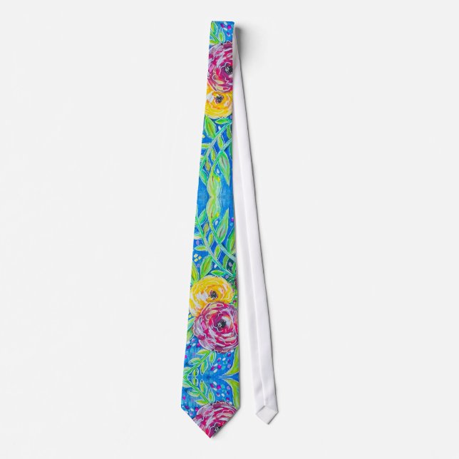 Corbata Bright Florals Mirrored (Anverso)