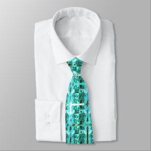 Corbata ¿Brillante azul claro, cuadrados o imagen dentro d