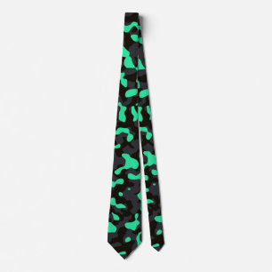 Corbata Brillante camuflaje verde en carbón vegetal y negr