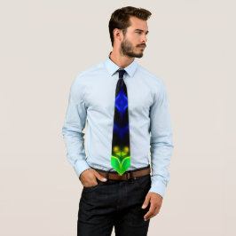 Corbata Brillante Diseño Fractal Verde y Azul