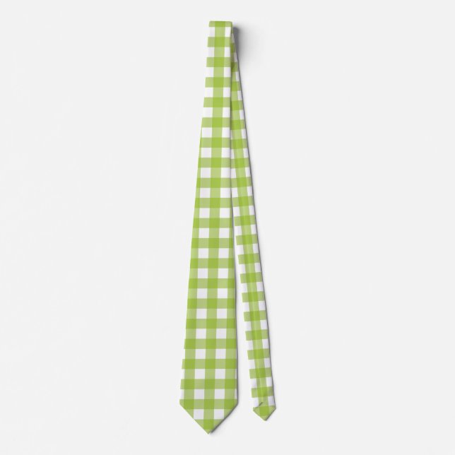 Corbata Brillante Gingham verde en el diseño del cheque Vi (Anverso)