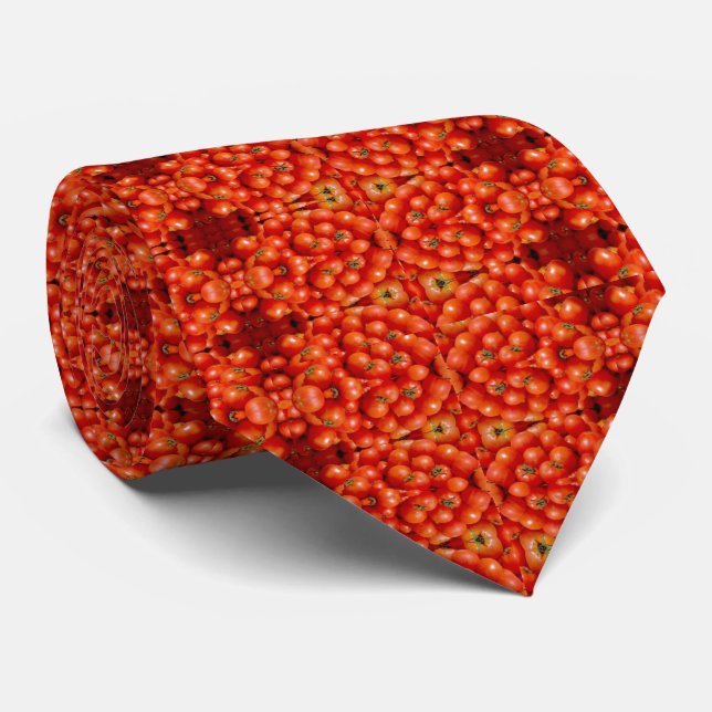Corbata Brillante Patrón de Tomates Rojos, Canto de Cuello (Enrollado)