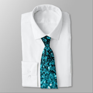 Corbata Brillo falso azul acuático brillante