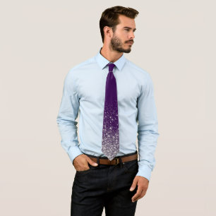 Corbata Brillo Ombre Desvanecido Púrpura Blanco