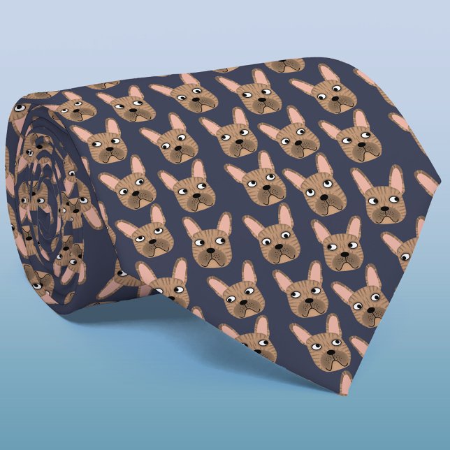 Corbata Brindle Bulldog francés Blue Necle Tie (Brindle French Bulldog neck tie)