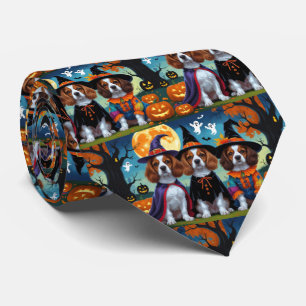 Corbata Brittany Spaniel Dogs Pumpkin Halloween Funny
