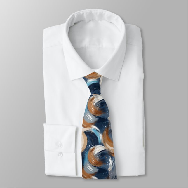 Corbata Brochas de broche de malla en azul, blanco y marró (Atado)