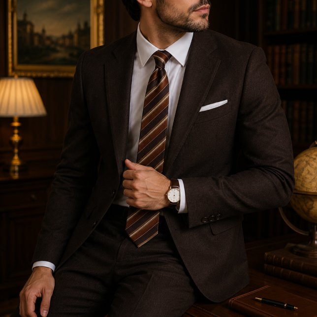 Corbata Brown Copper Regimental Luxury Old Money (Subido por el creador)