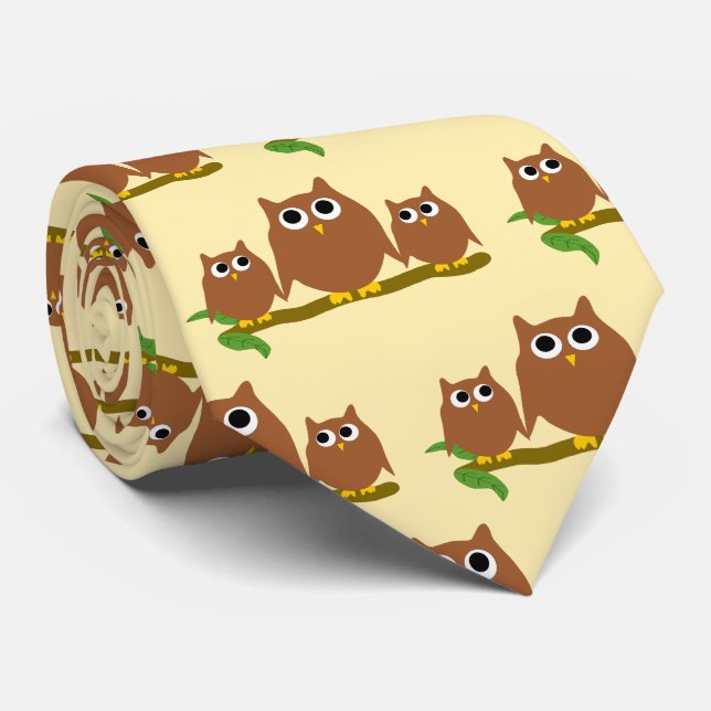 Corbata Brown Owls Design Any Colour Background (Enrollado)