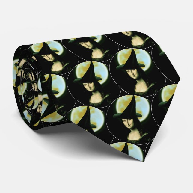 Corbata Bruja Mona Lisa Halloween Luna Llena (Enrollado)