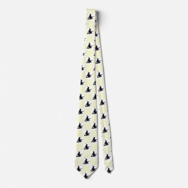 Corbata Brujas Negras Cuadros Amarillos y Blancos (Anverso)