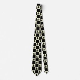 Corbata Brujas Negras Cuadros Negros y Amarillos