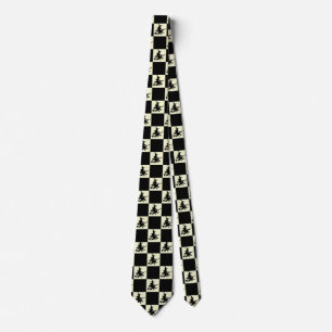 Corbata Brujas Negras Cuadros Negros y Amarillos