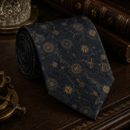 Corbata Brújula Celeste Vintage Azul Marino