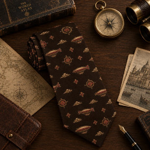 Corbata Brújula de Zepelín Dirigible Vintage Dinero Antigu