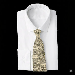 Corbata brújula náutica vintage beige clásica ornamental