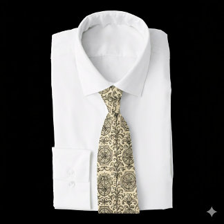 Corbata brújula náutica vintage beige clásica ornamental