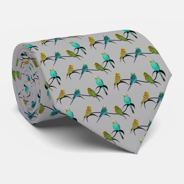 Corbata Budgie Frenzy Tie (Gris) (Enrollado)