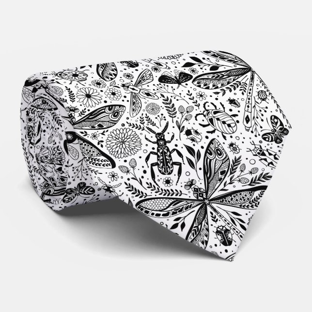 Corbata Bugs de garabatos en azul oscuro (Enrollado)