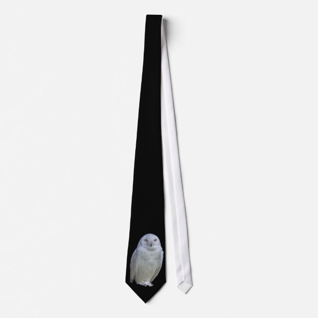 Corbata Búho blanco en negro (Anverso)