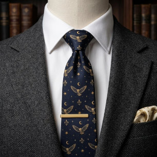 Corbata Búho de Dinero Antiguo Celestial Luna Estrella Mar