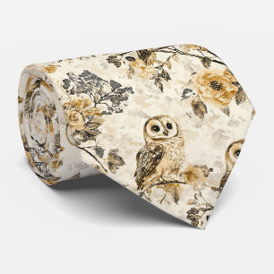 Corbata Búhos Vintage y Patrón Botánico Floral (9)