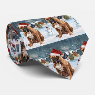 Corbata Bull Mastiff Perro Navidad Invierno Mágico Alegría