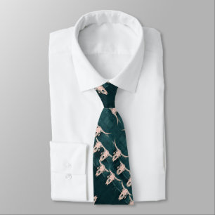 Corbata Bull Skull Country Western Vintage Green Rustic